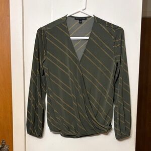 Banana Republic Green Blouse with Gold Pattern
